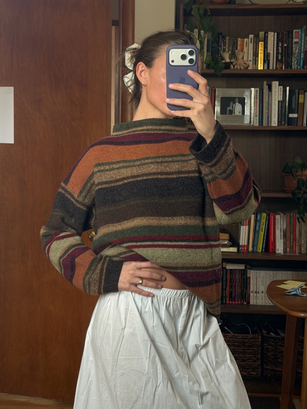 Vintage Striped Wool Pullover Sweater in Earth Tones